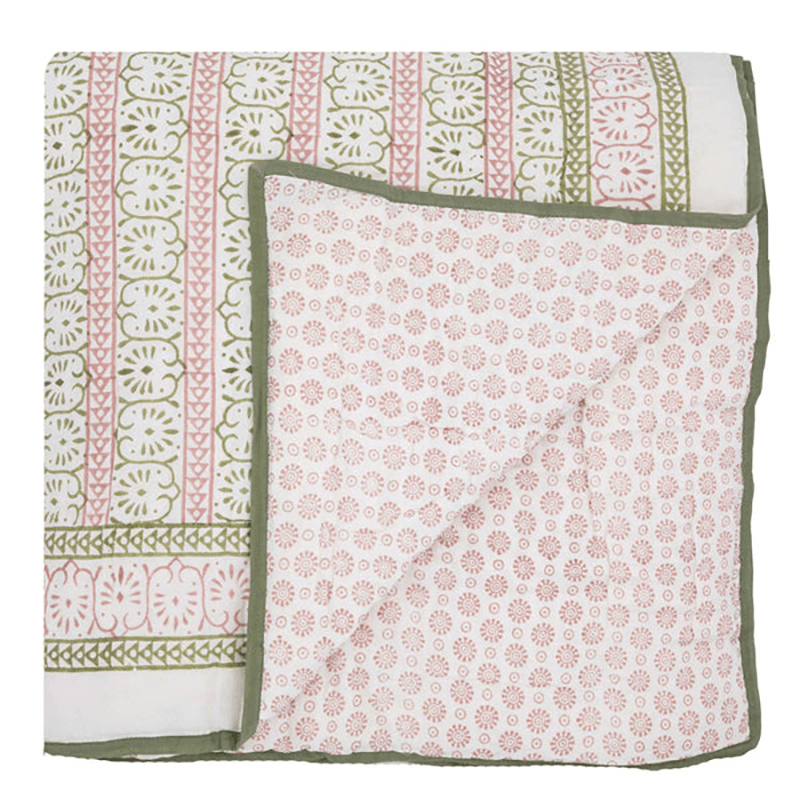 Azelea Double Quilt, 225 x 225cm, Pink/Green