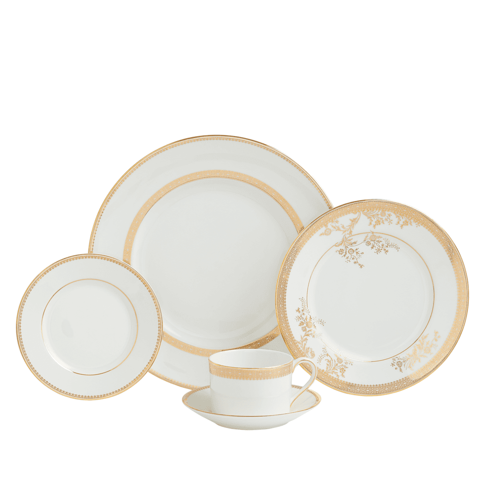 Lace 10 Piece Dinnerware Set, Gold