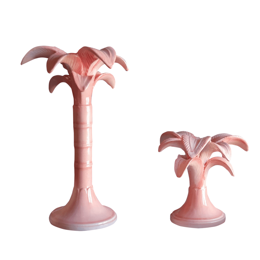 Palm Candlestick, H25cm, Pink
