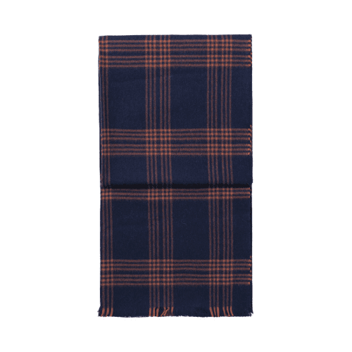 Image showing the Check Throw, H190cm x W130cm, Blue/Rusty Red product.