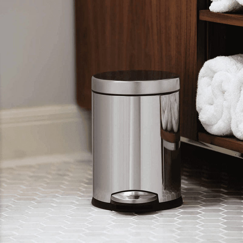 Round Pedal Bin, 4.5L, Polished Stainless Steel
