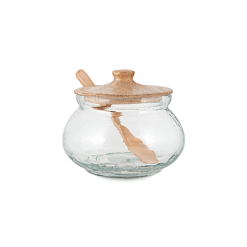 Kali Round Storage Jar, H7.5cm, Natural & Clear