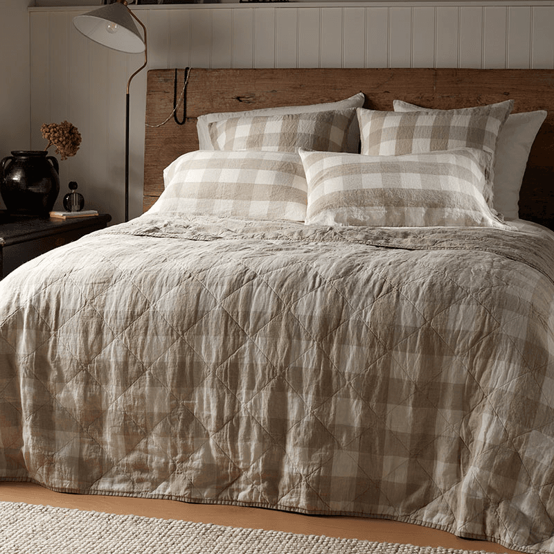 Gracie Gingham Throw, Natural