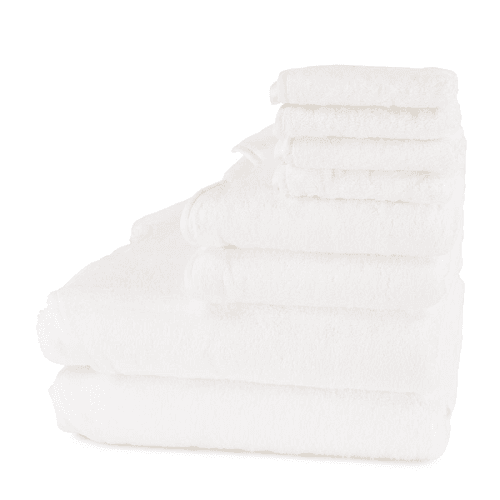 Image showing the Amelia Scalloped Signature Towel Bundle, White product.