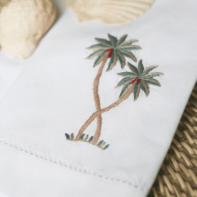 Palm Hand Towel, White/Green/Red