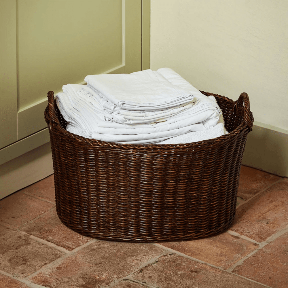 Oval Basket with Handles, Brown