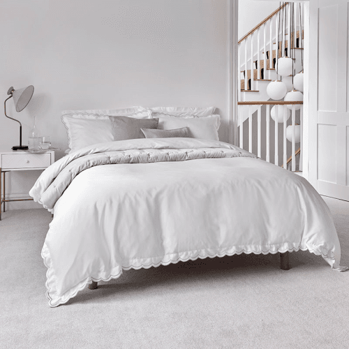 Image showing the Scallop Edge Duvet Set, King, Silver product.