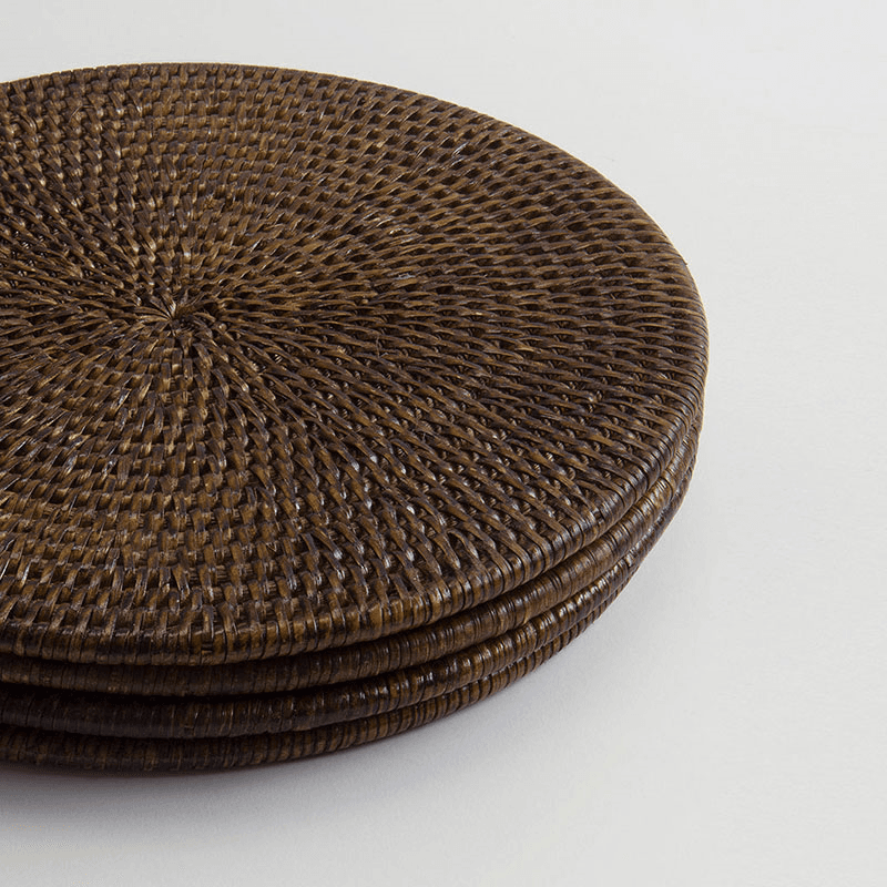 Latha Set of 4 Placemats, D27cm, Brown