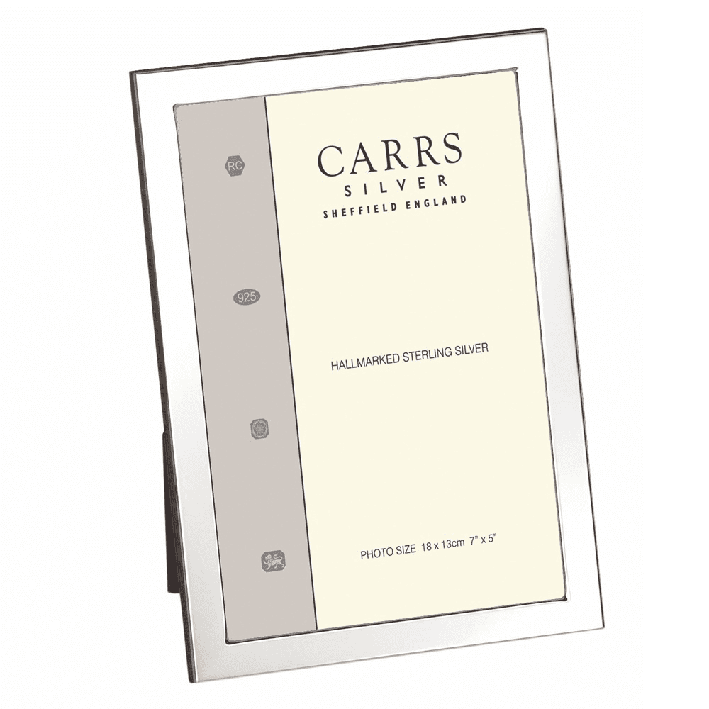 Flat Narrow Series Photograph frame, 10 x 8", sterling silver with mahogany finish back