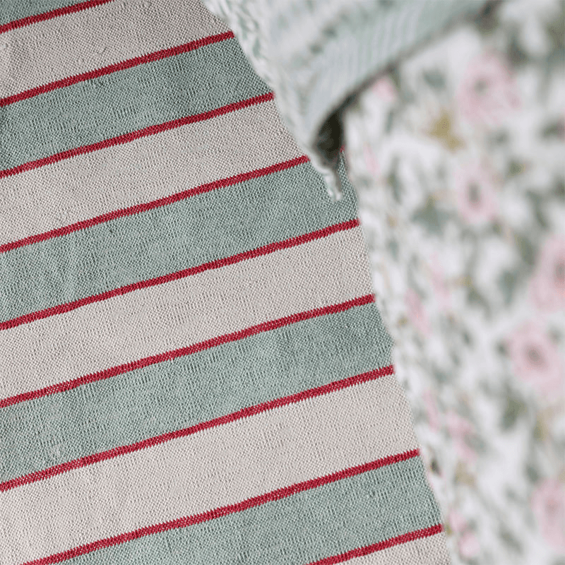 Stripe Rug, 100 x 70cm, Green & Red