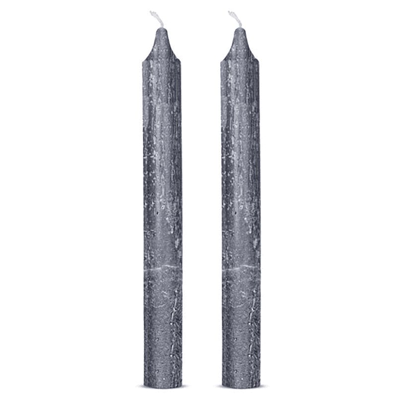 Rustic Set of 2 Dinner Candles, Charcoal