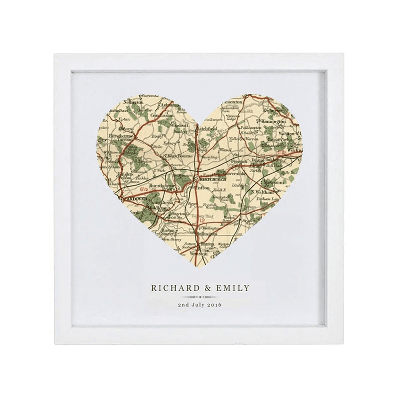 Personalised Heart Print Voucher, 20 x 20cm, White Frame