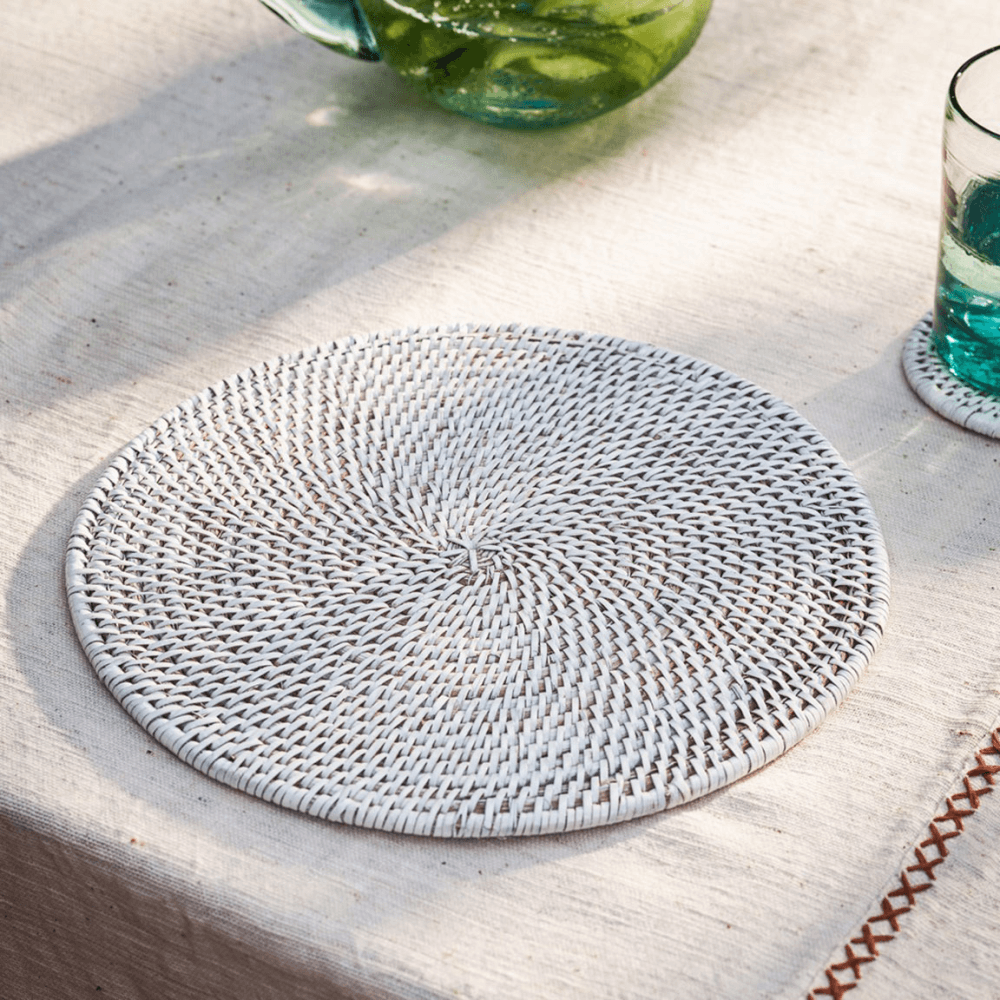 Latha Set of 4 Rattan Placemats, White
