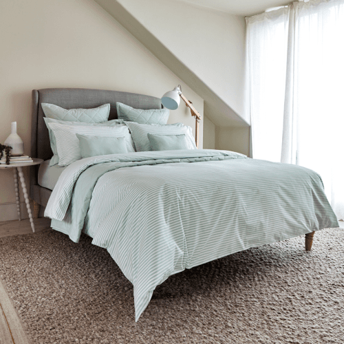Image showing the Lerwick Stripe Duvet Set, Super King, Green product.