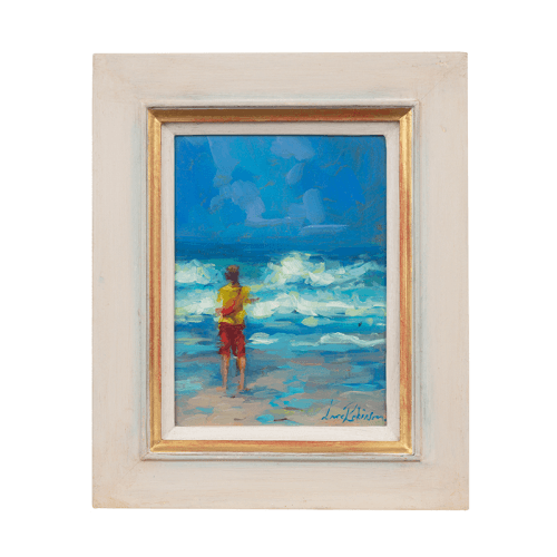 Image showing the Lifeguard In Cornwall Framed Oil Painting on Board, 31 x 24cm, Multi product.