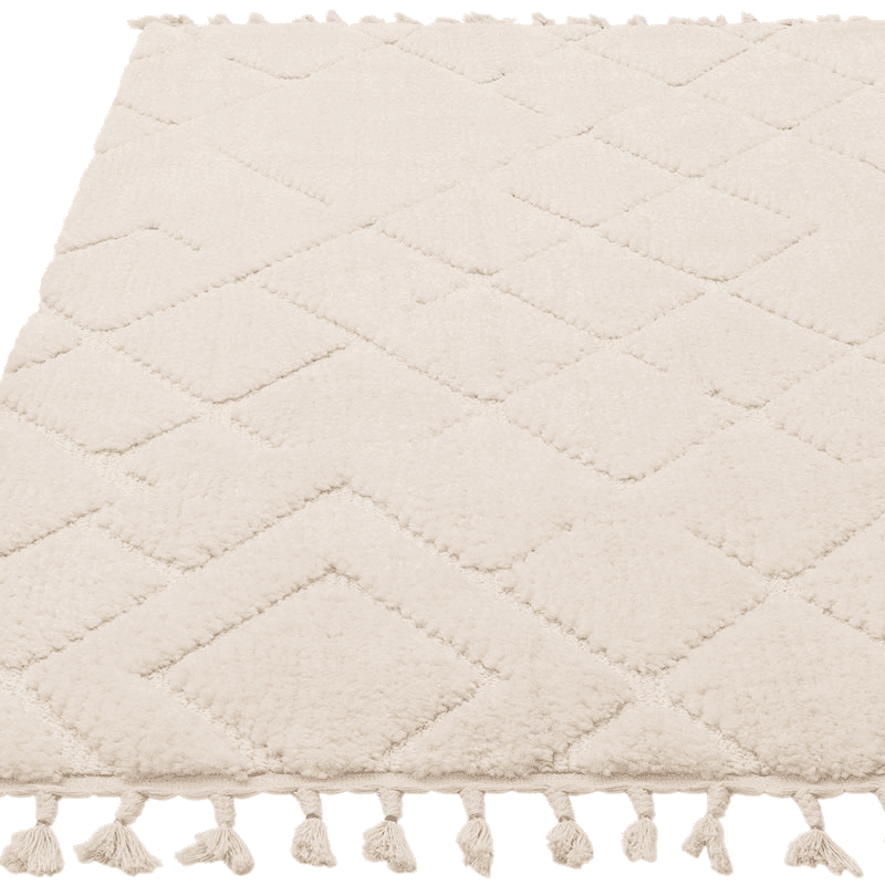 Arianna vanilla shaggy moroccan rug, 160 x 230cm, Cream