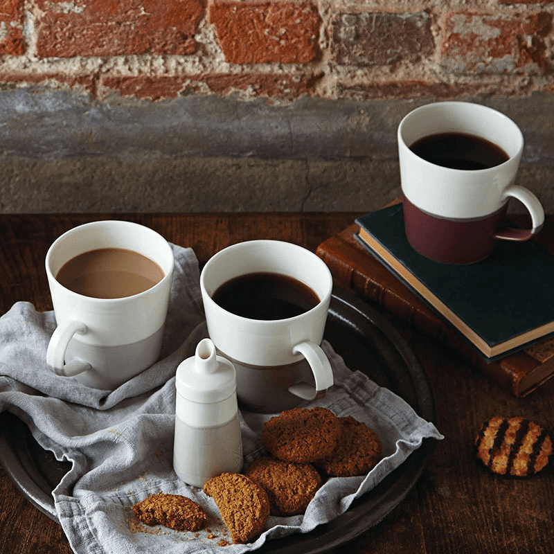 Coffee Studio Set of 4 Grande Mugs, White/Grey
