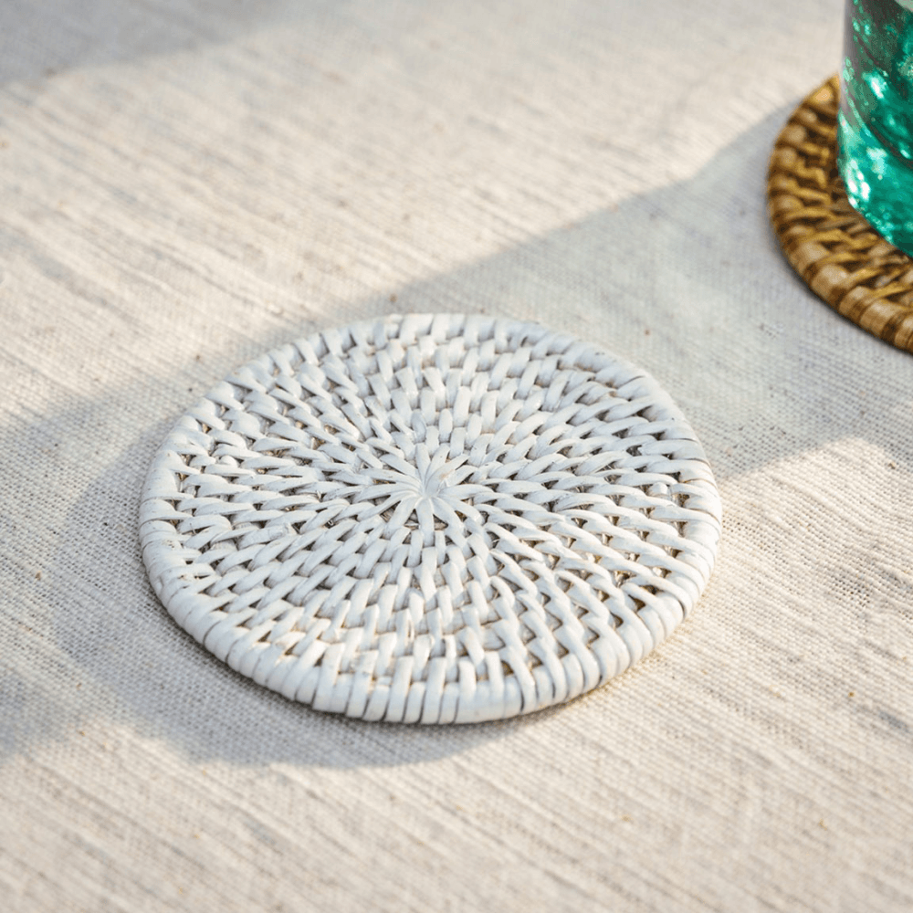 Latha Set of 6 Coasters, White