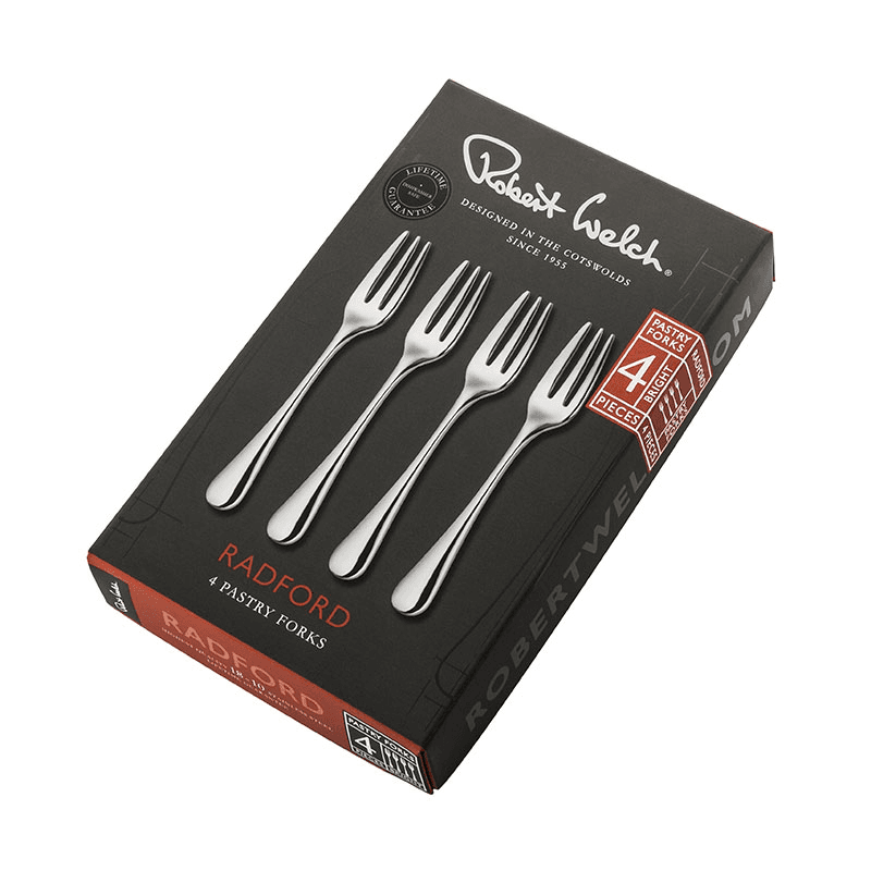 Radford Bright 4 Piece Pastry Fork Set, Stainless Steel