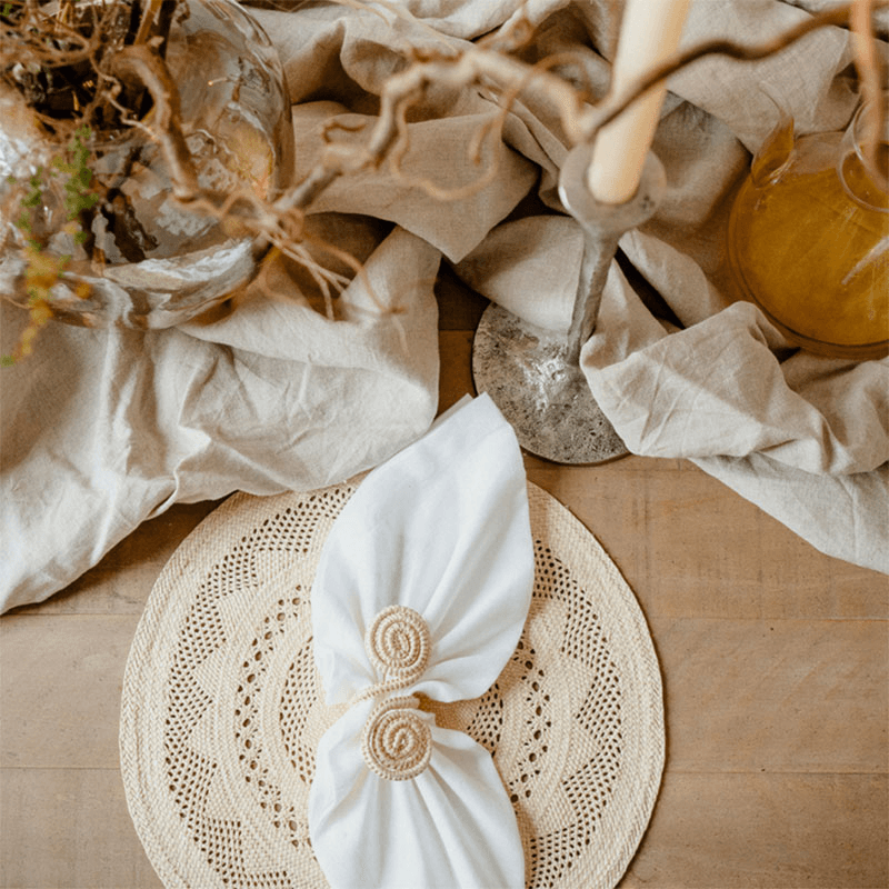 Classic Set of 2 Open Weave Placemats, D30cm, Natural