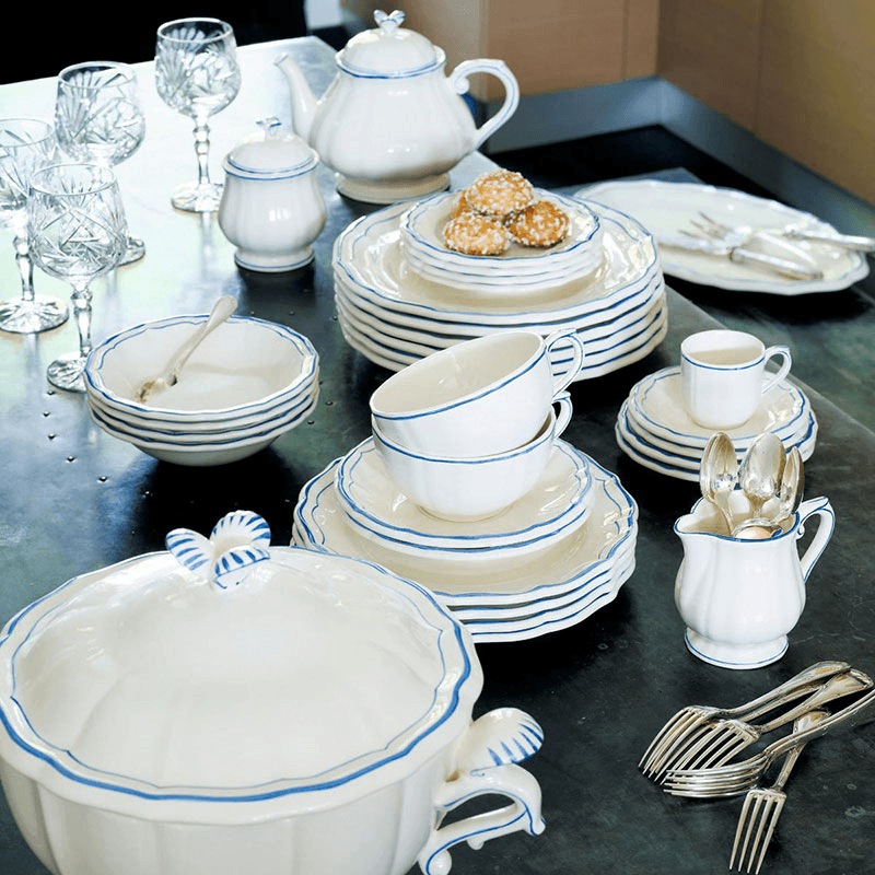 Filet Set of 4 Rimmed Soup Plates, Bleu
