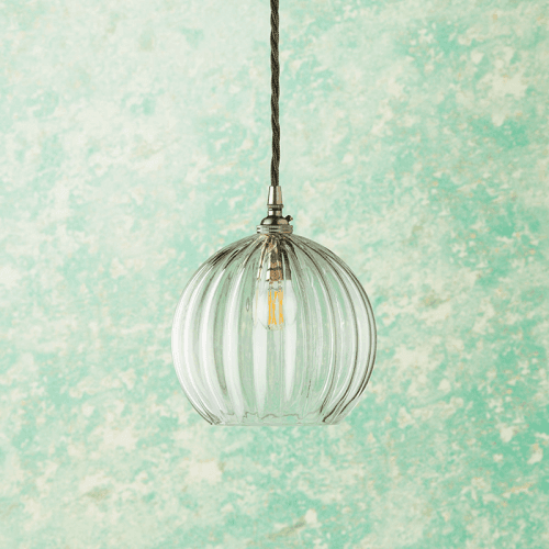 Image showing the Pumpkin Pendant, Clear Glass product.