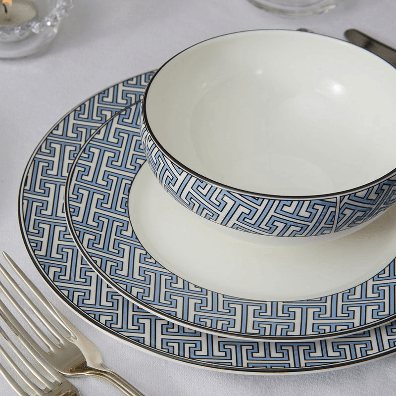 Maze Breakfast Bowl, D15cm, Cornflower Blue