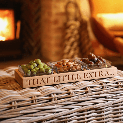 Image showing the Nibbles Tray, Oak & Glass product.