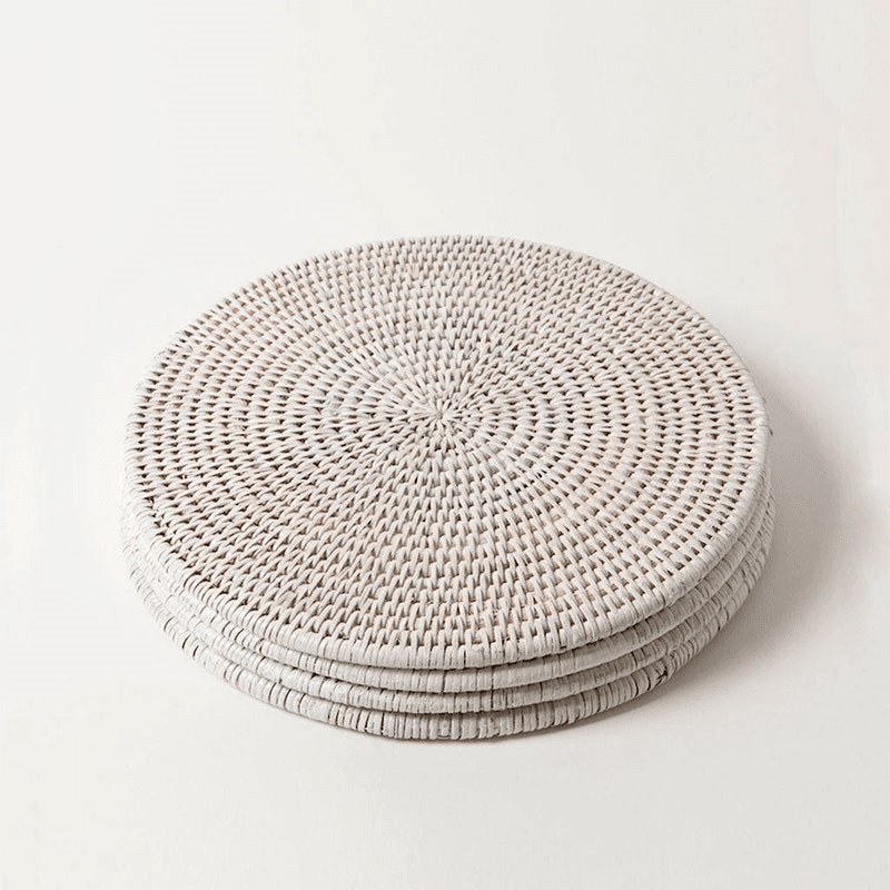 Latha Set of 4 Rattan Placemats, White