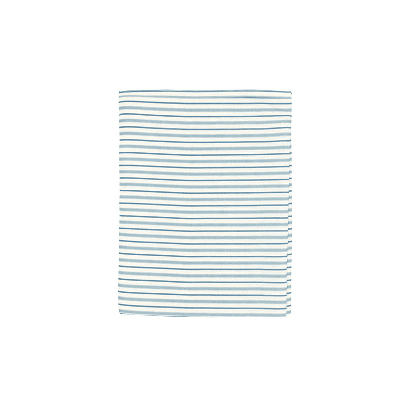 Victoria Striped Linen Tablecloth, 160 x 260cm, Chalk Blue
