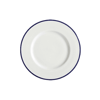 Image showing the Dessert Plate, Canteen, White/Blue Rim, Set of 6 product.