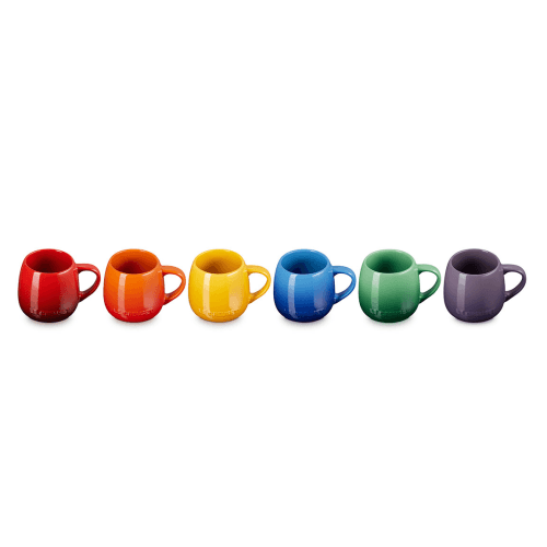 Image showing the Stoneware Set of 6 Coupe Mugs, Rainbow product.