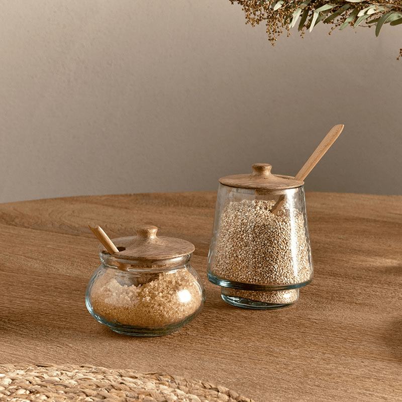 Kali Round Storage Jar, H7.5cm, Natural & Clear