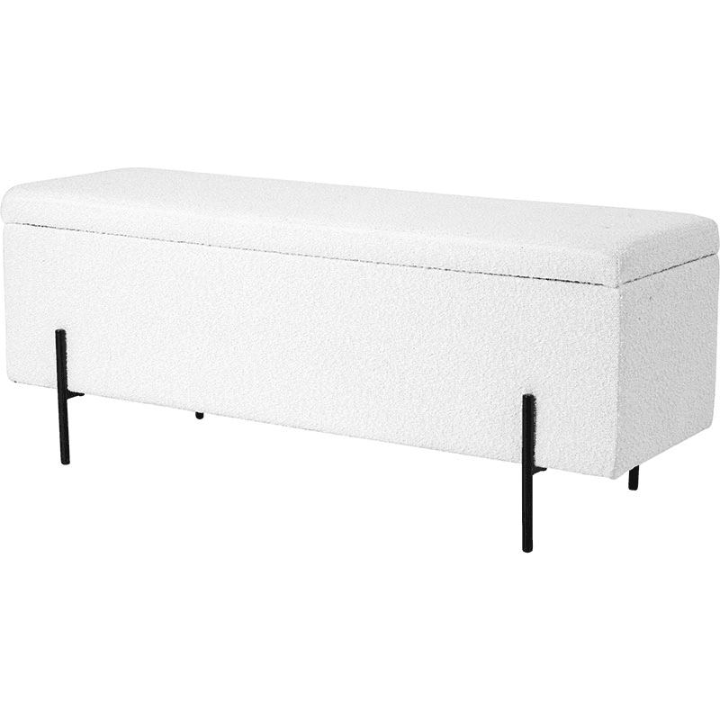 Catania Boucle Storage Bench, White