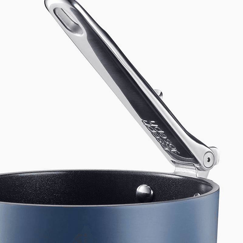 Space Folding Handle Ceramic Non-Stick 6 Piece Cookware Set, Midnight Blue