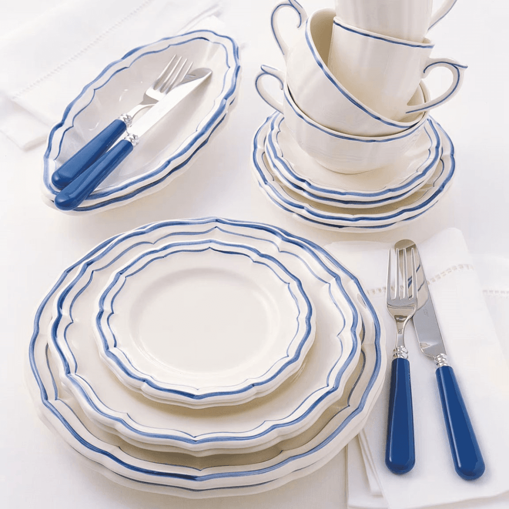 Filet Set of 4 Canape Plates, Bleu