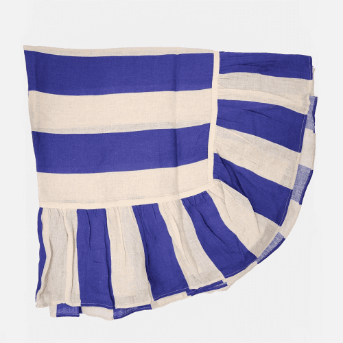 Image showing the Wide Stripe Tablecloth, Cobalt product.