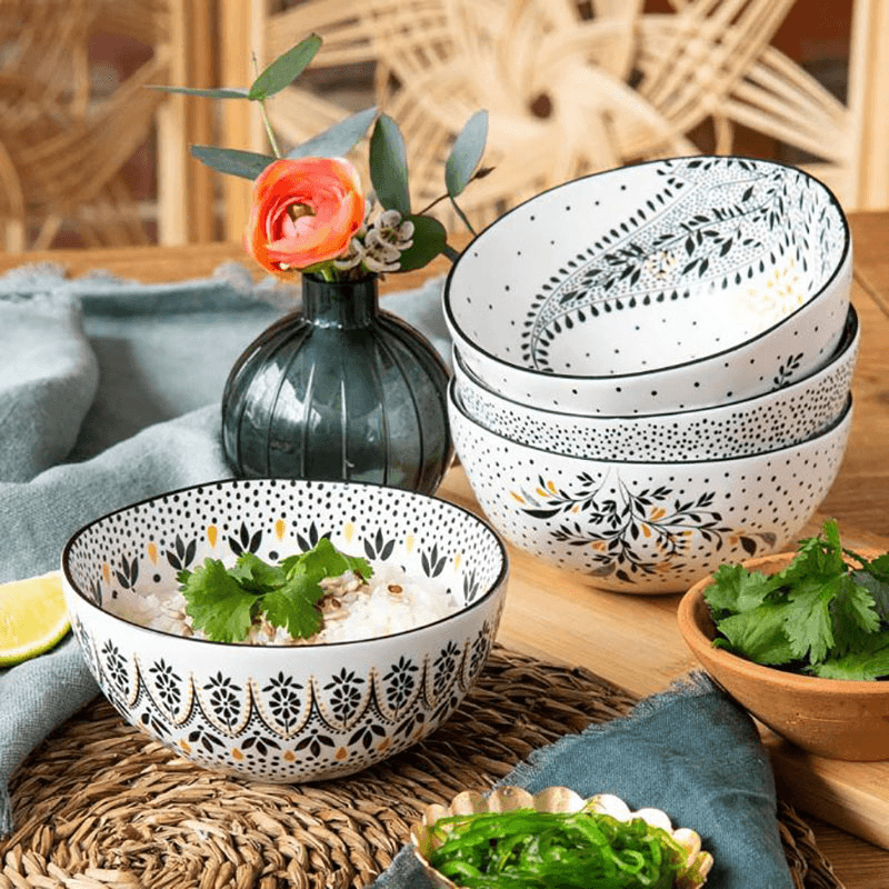 Artisanne Noir Set of 4 Small Bowls, D13cm, Monochrome