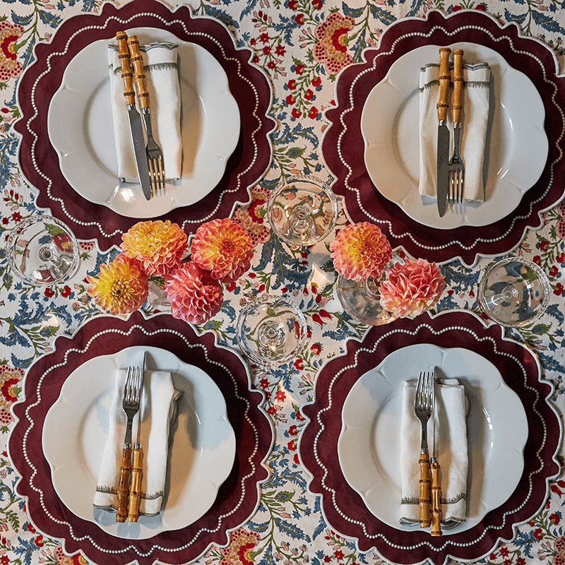 Abigail Set of 4 Placemats, D40cm, Burgandy