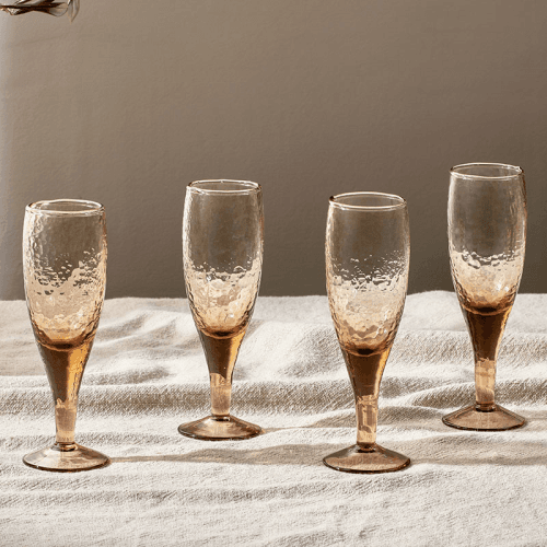 Image showing the Yala Set of 4 Champagne Glasses, 200ml, Dusty Terracotta product.