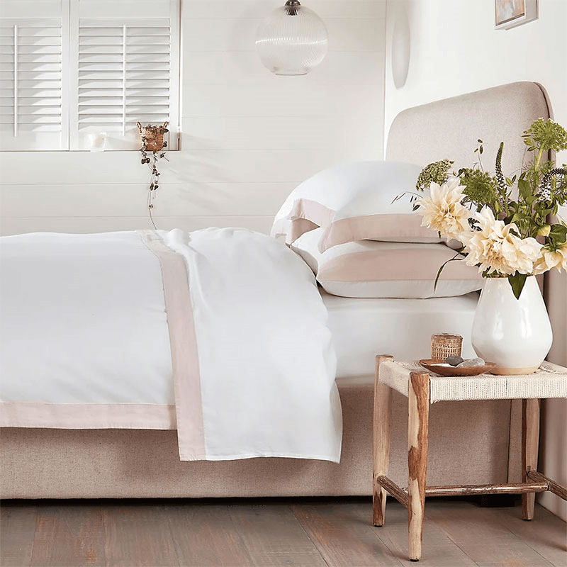 Portobello King Size Duvet Cover, White/Petal
