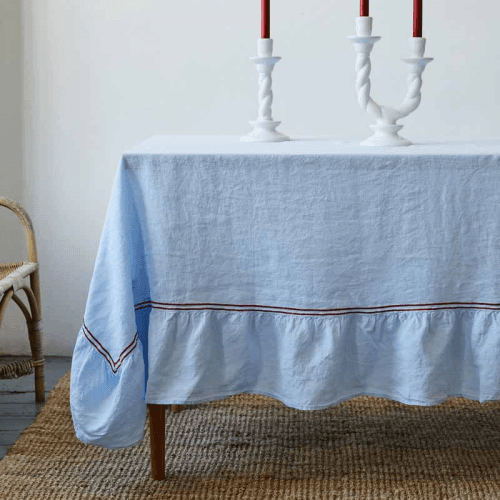 Image showing the Small Linen Tablecloth, 180 x 250cm, Blue product.