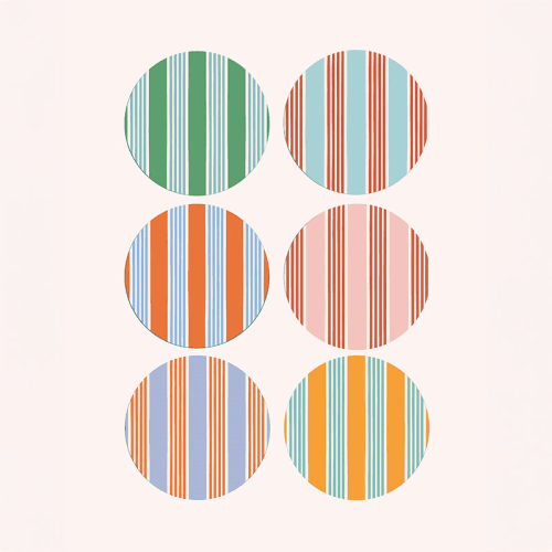 Image showing the Amalfi Stripes Set of 6 Placemats, D29cm, Multi product.