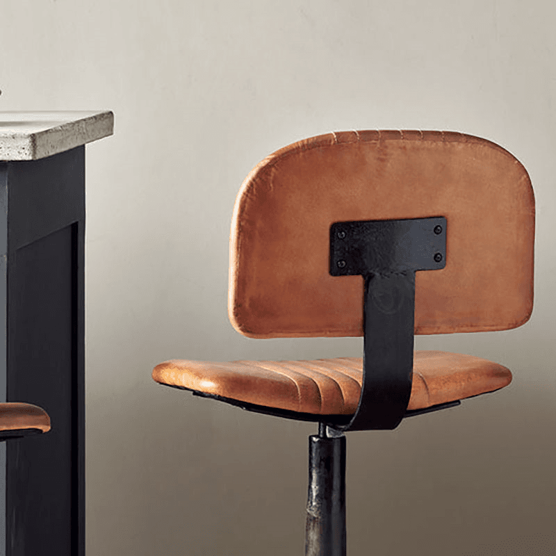 Narwana Bar Chair, Aged Leather & Iron