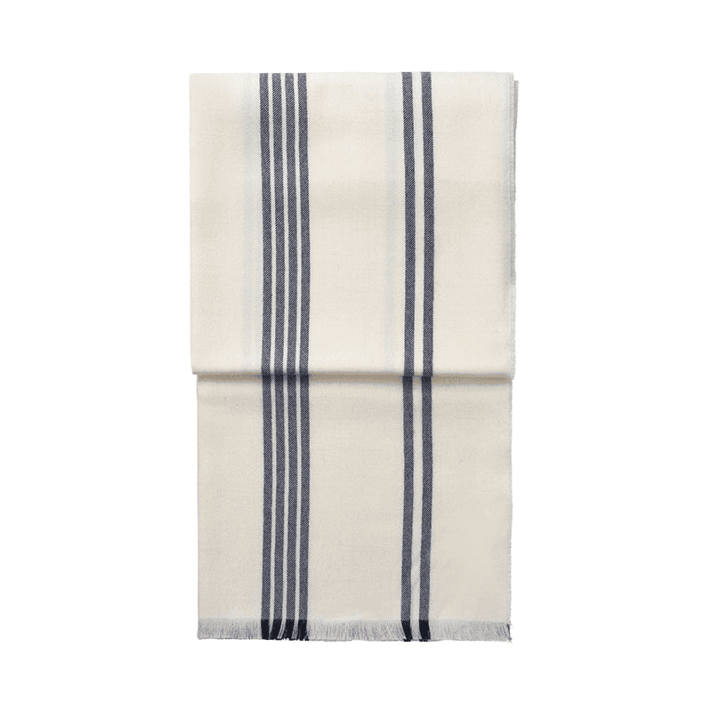 Lines Throw, H190cm x W130cm, White/Dark Blue