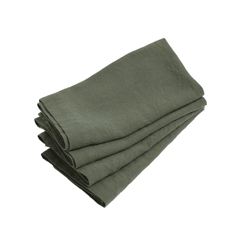 Linen Set of 4 Napkins, Olive