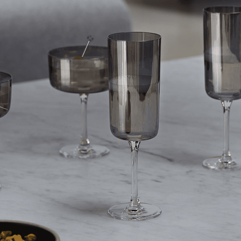 Lunar Set of 2 Champagne Flutes, 210ml, Lunar Grey