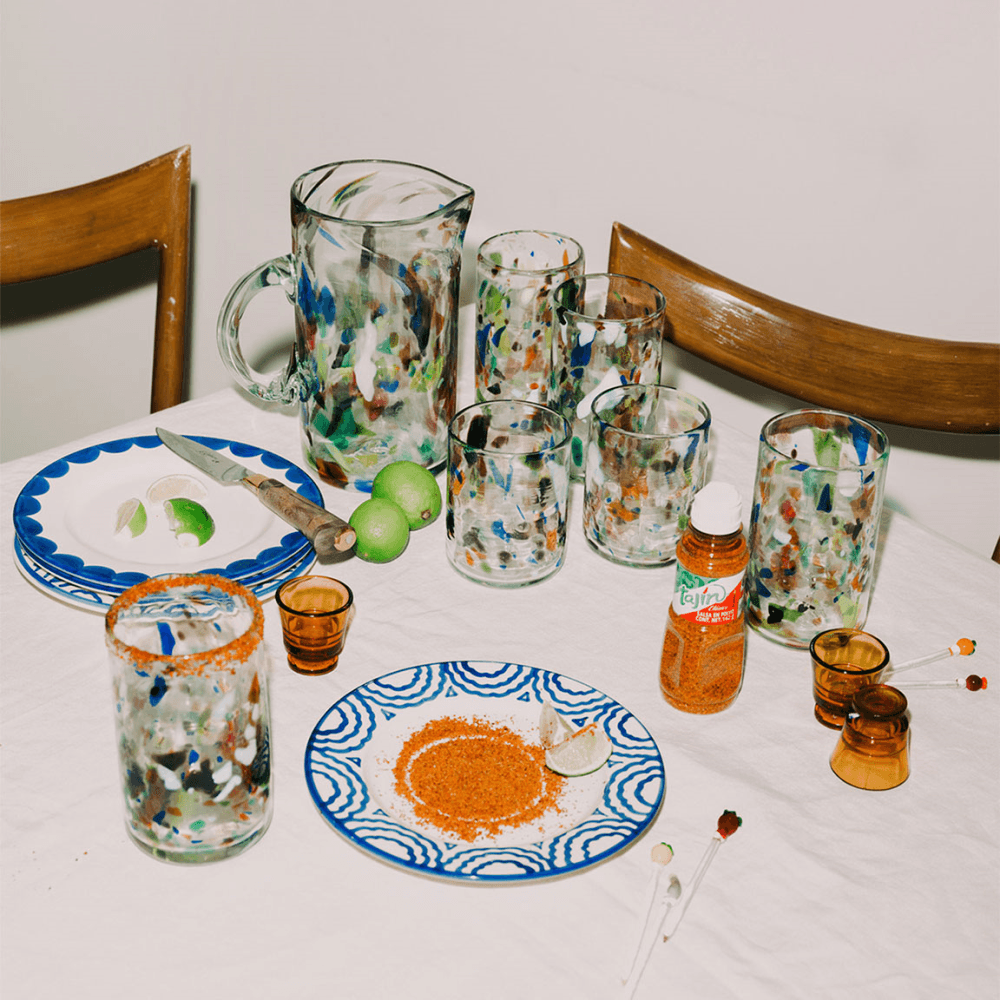Terrazzo Hand Made Glass Jug/Pitcher, Multicolour