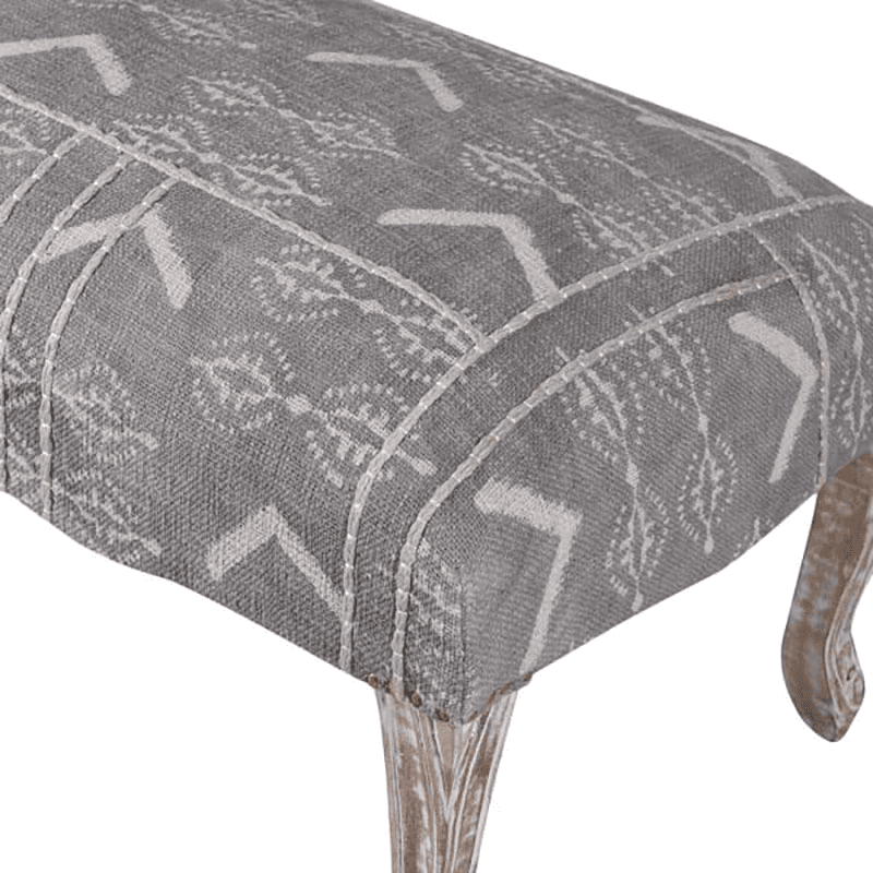 Zuri Patterned Carved Bench, Grey