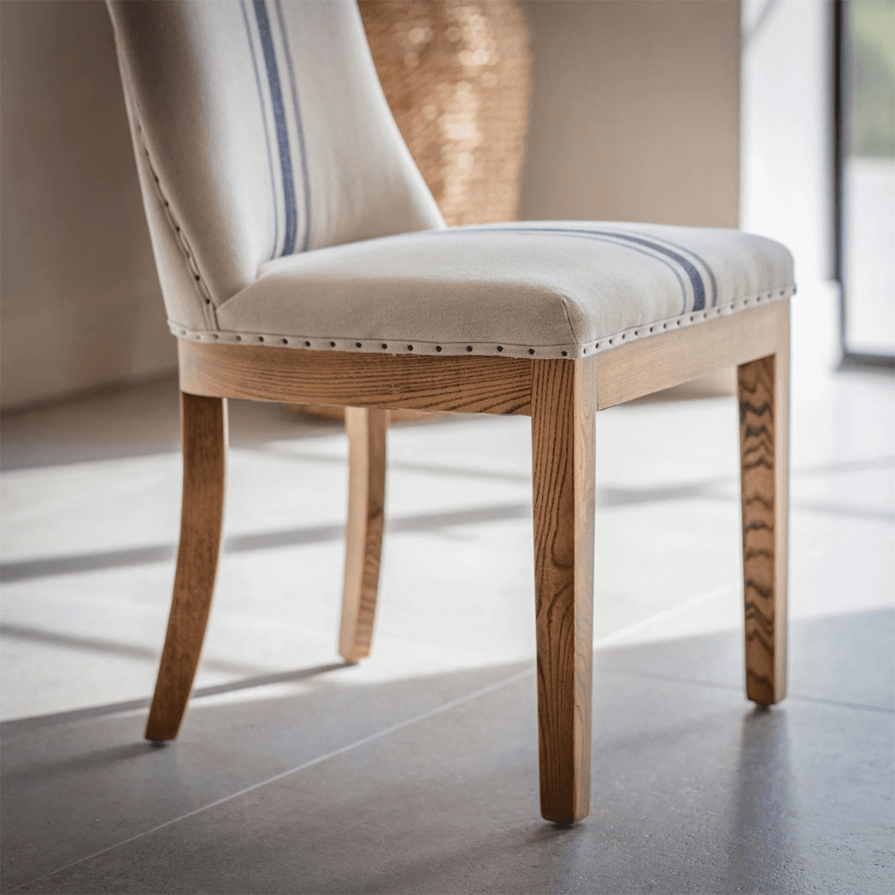 Monroe Set of 2  Stripe Dining Chairs, Blue